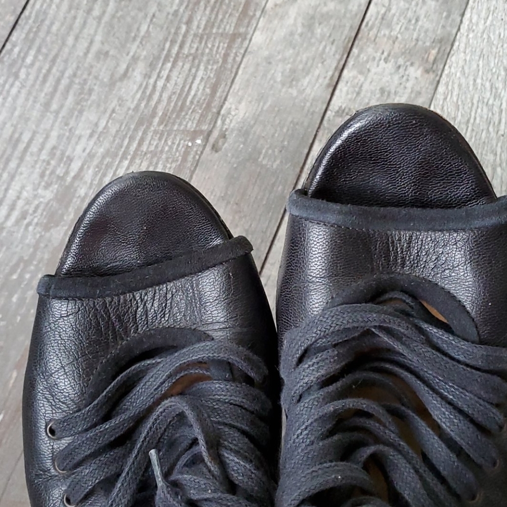 🖤🎁🖤 Acne Pose black leather lace up wedges 38 🖤🎁🖤 - Picture 6 of 8
